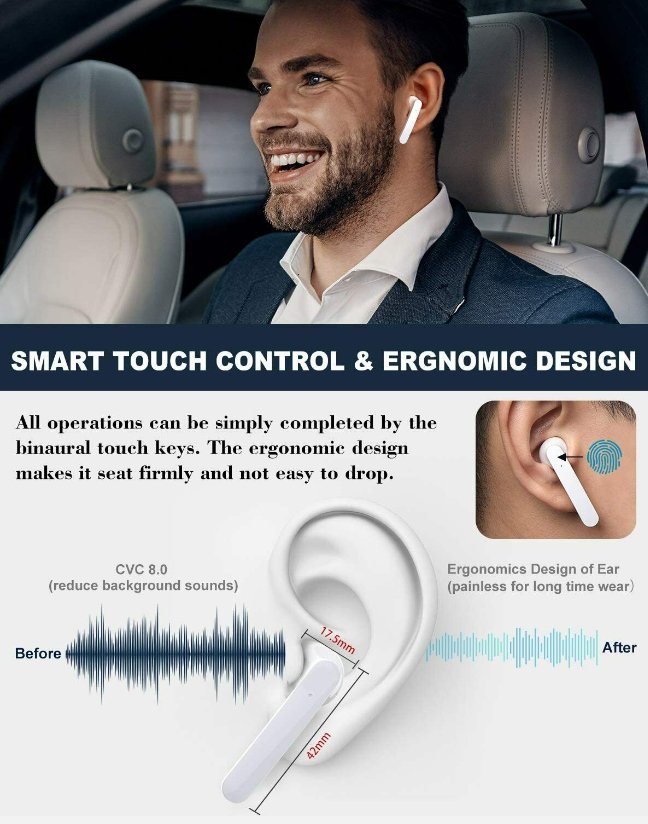 True Bluetooth 5.0 Wireless Earbuds In-Ear Pods For iOS + Android