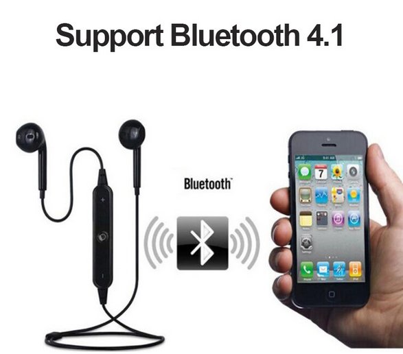 Bluetooth 4.1 Earbuds with Mic Sport Stereo Headset Earphones - Black