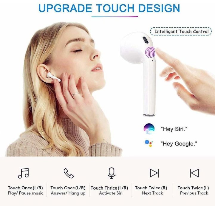 Bluetooth 5.0 Wireless Earphones Compatible with IOS + Android, with Built-in Microphone & Protective Case Charging Box