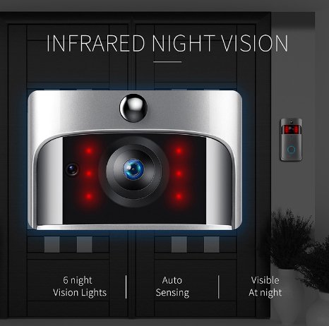 Smart Wireless Wifi Video Doorbell With PIR Infrared WLAN Night Vision