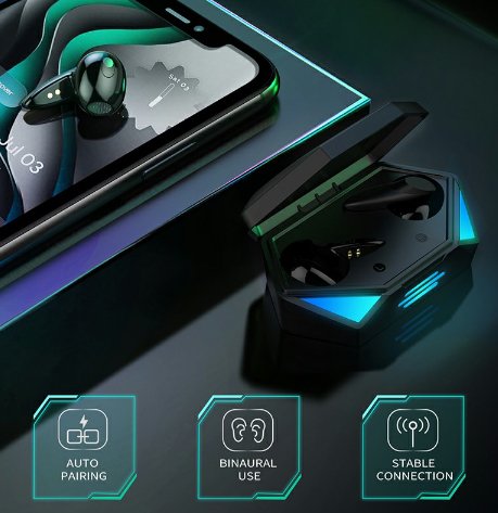 TG73 5.0 TWS Bluetooth Wireless Earphones Noise Reduction - Black