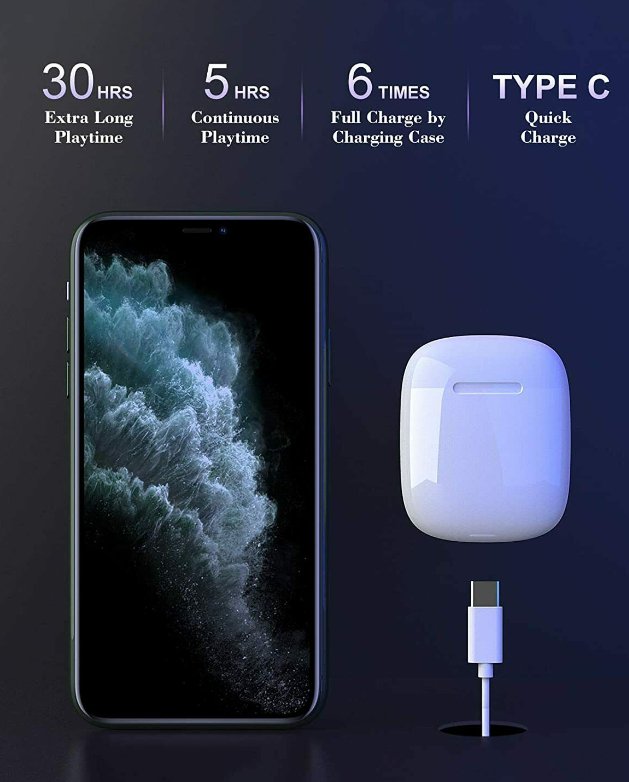 True Bluetooth 5.0 Wireless Earbuds In-Ear Pods For iOS +  Android